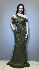 Solady 3105 Tek Omuz Kayik Yaka Piriltili