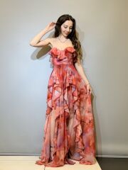 SA202521 Desenli tül abiye