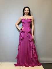 E202523 Şifon düğmeli düz