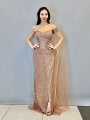 SO LADY 3055 Straplez pullu boncuklu