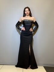 E202536 Göğsü taşlı korseli kollu